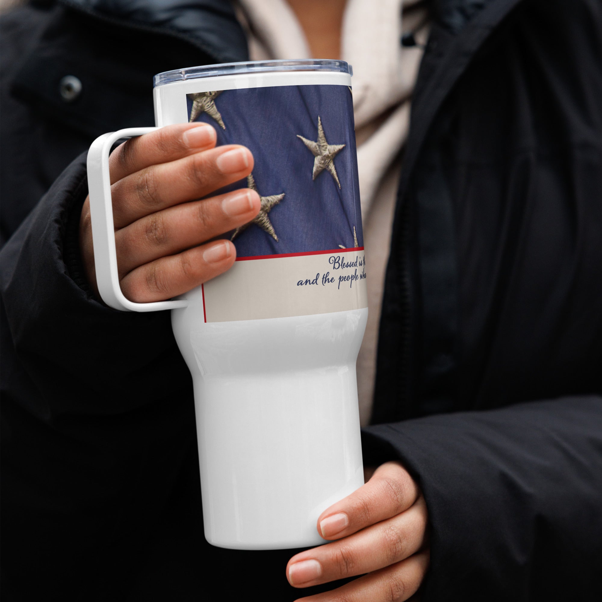 Travel Mug with a Handle - Psalms 33:12 image 0