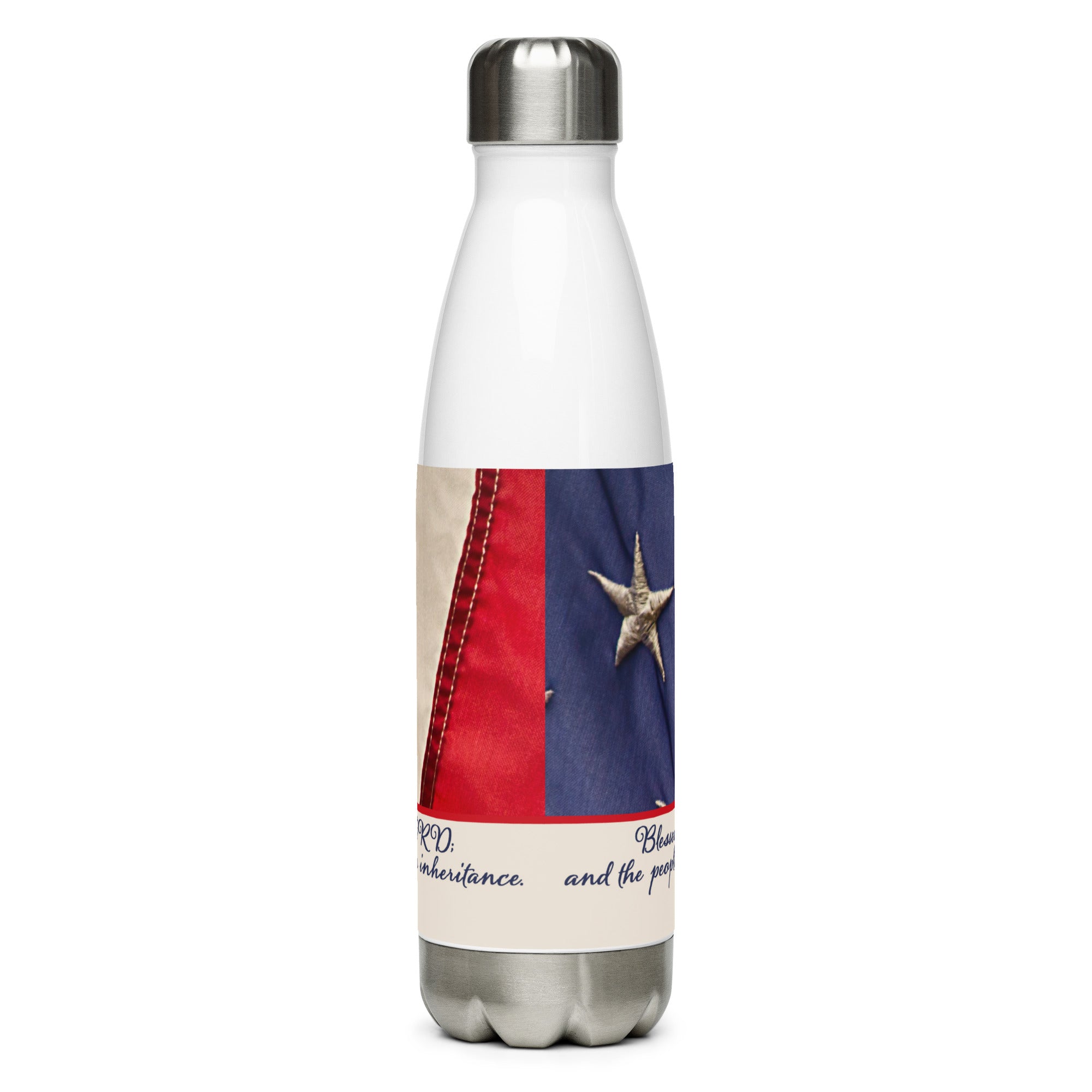 Stainless Steel Water Bottle - Psalms 33:12 image 0