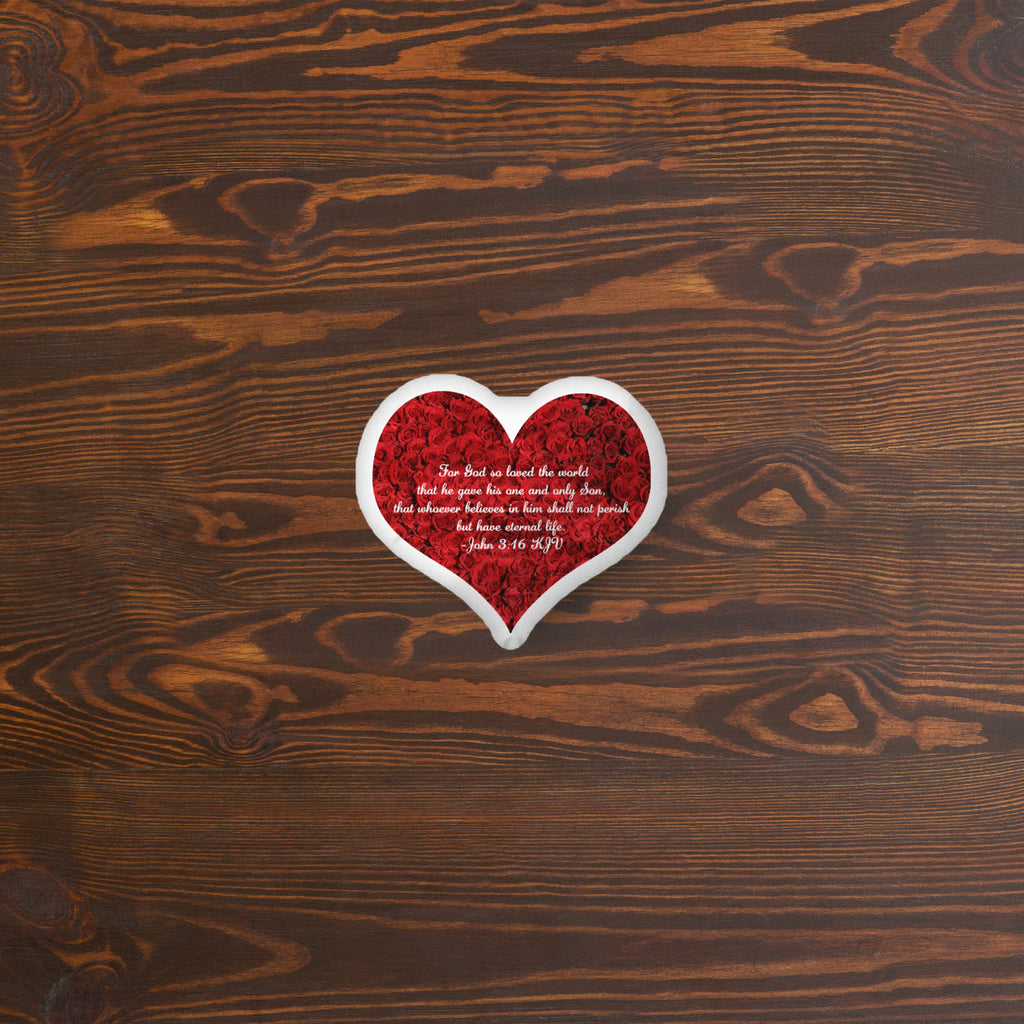 Heart-Shaped Pillow - John 3:16 - 10×10 image