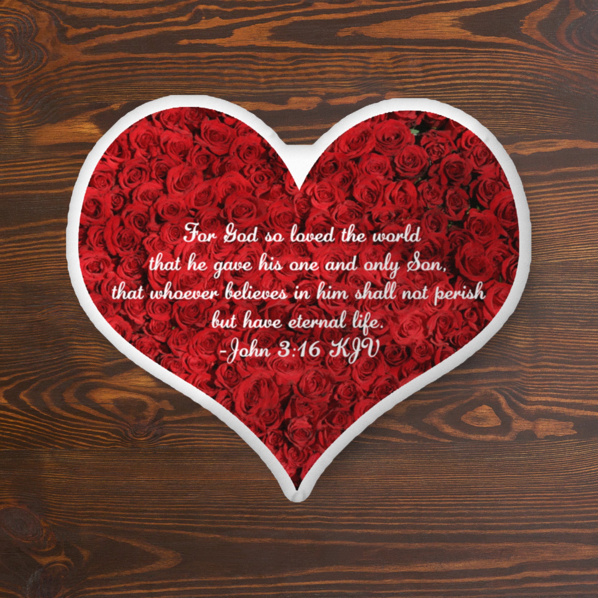 Heart-Shaped Pillow - John 3:16 image 0