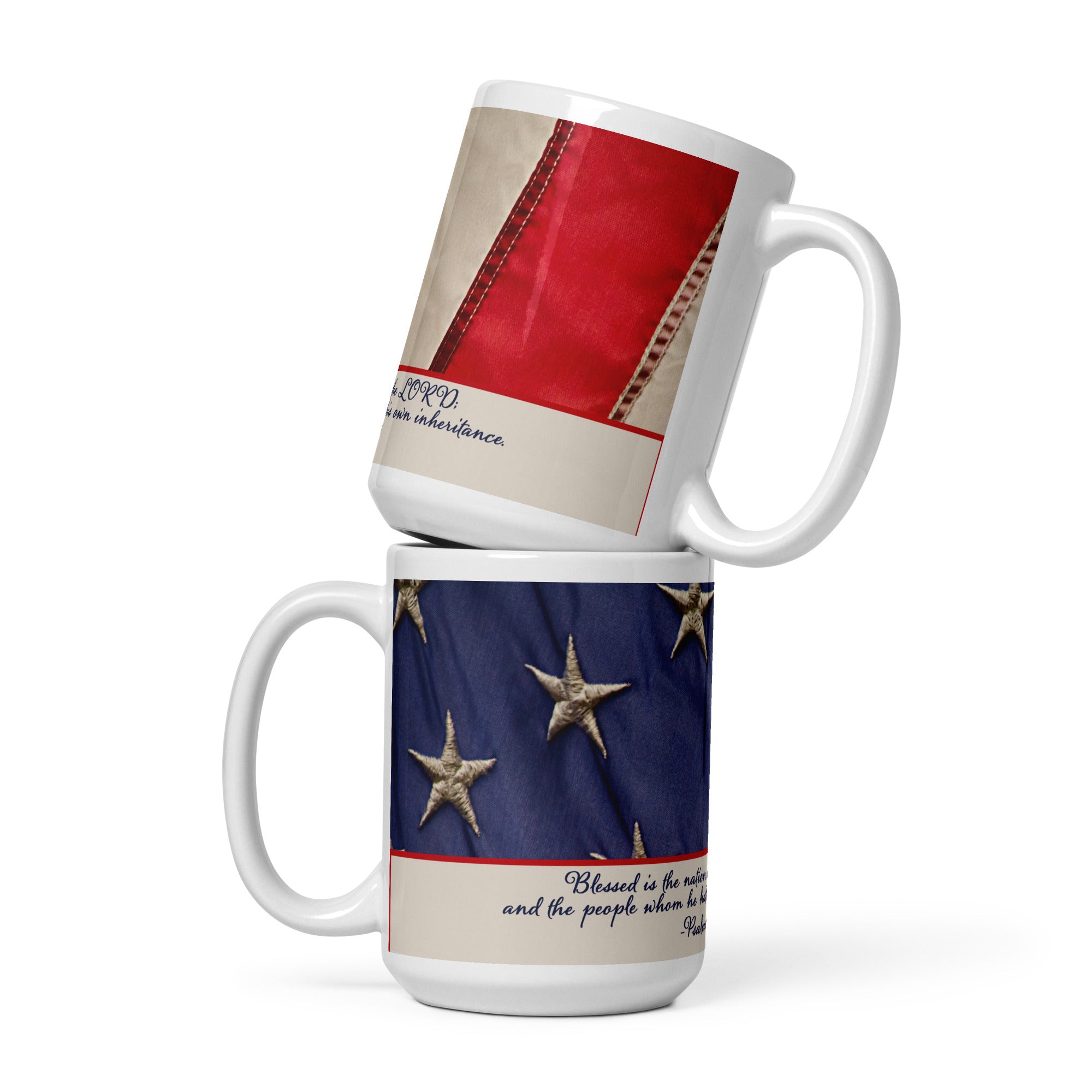 White Glossy Mug - Psalms 33:12 image 2