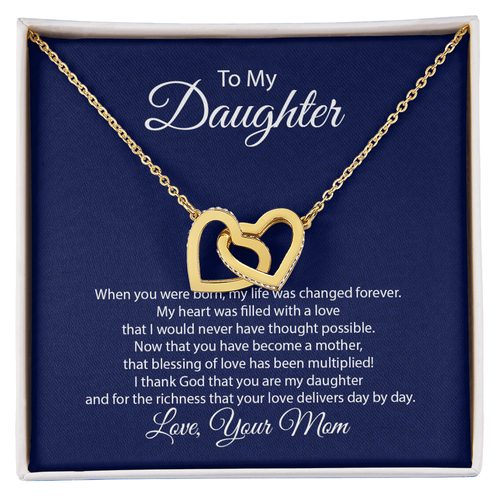 Interlocking Hearts Necklace - To My Daughter