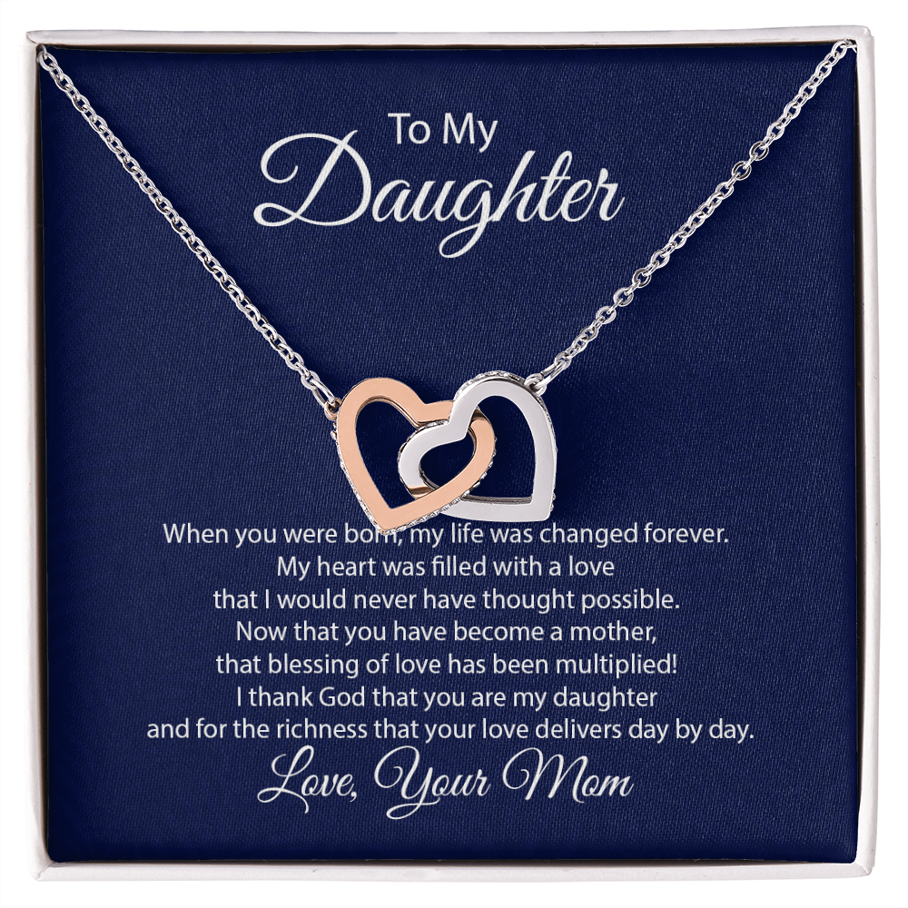 Interlocking Hearts Necklace - To My Daughter