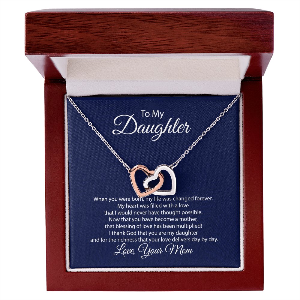 Interlocking Hearts Necklace - To My Daughter
