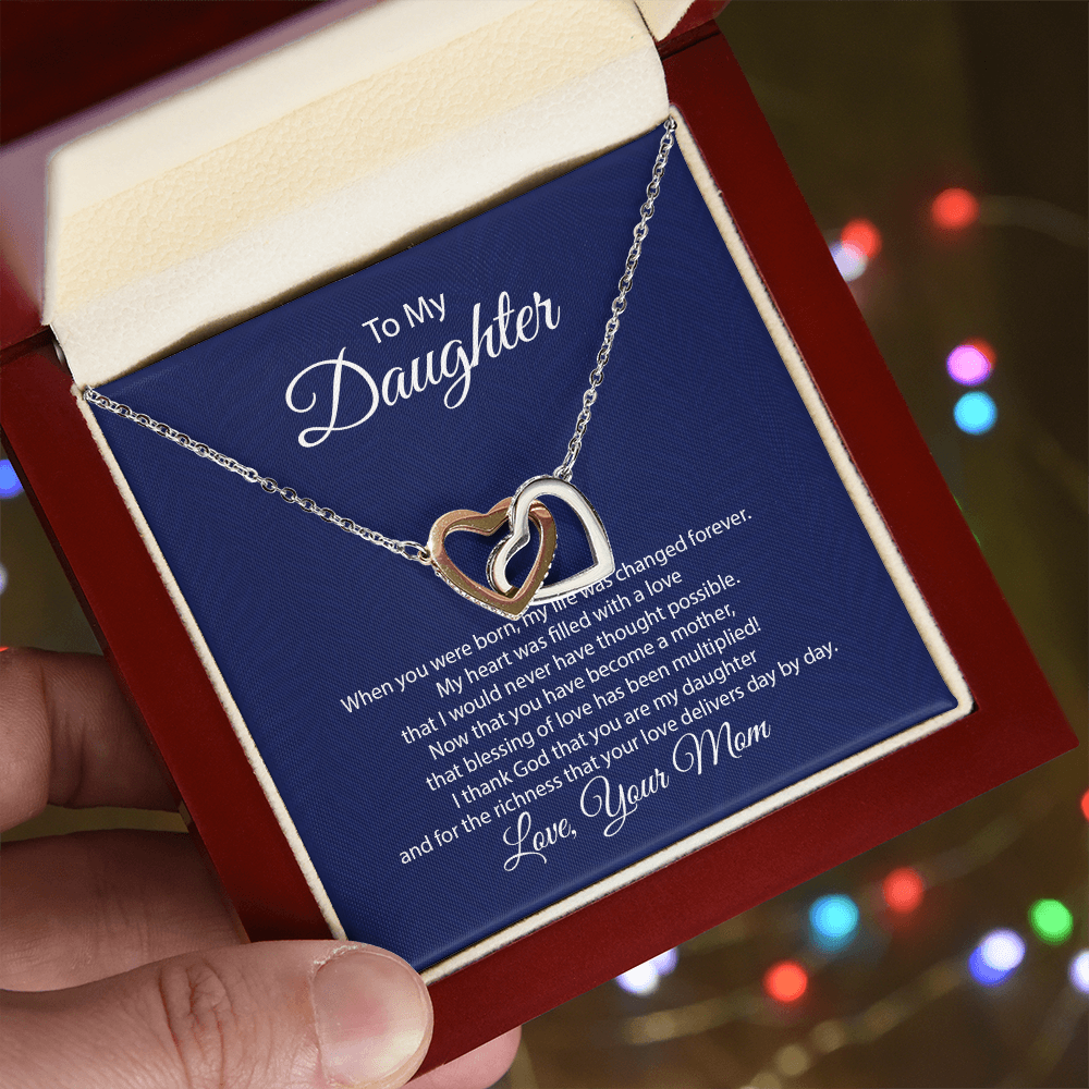 Interlocking Hearts Necklace - To My Daughter