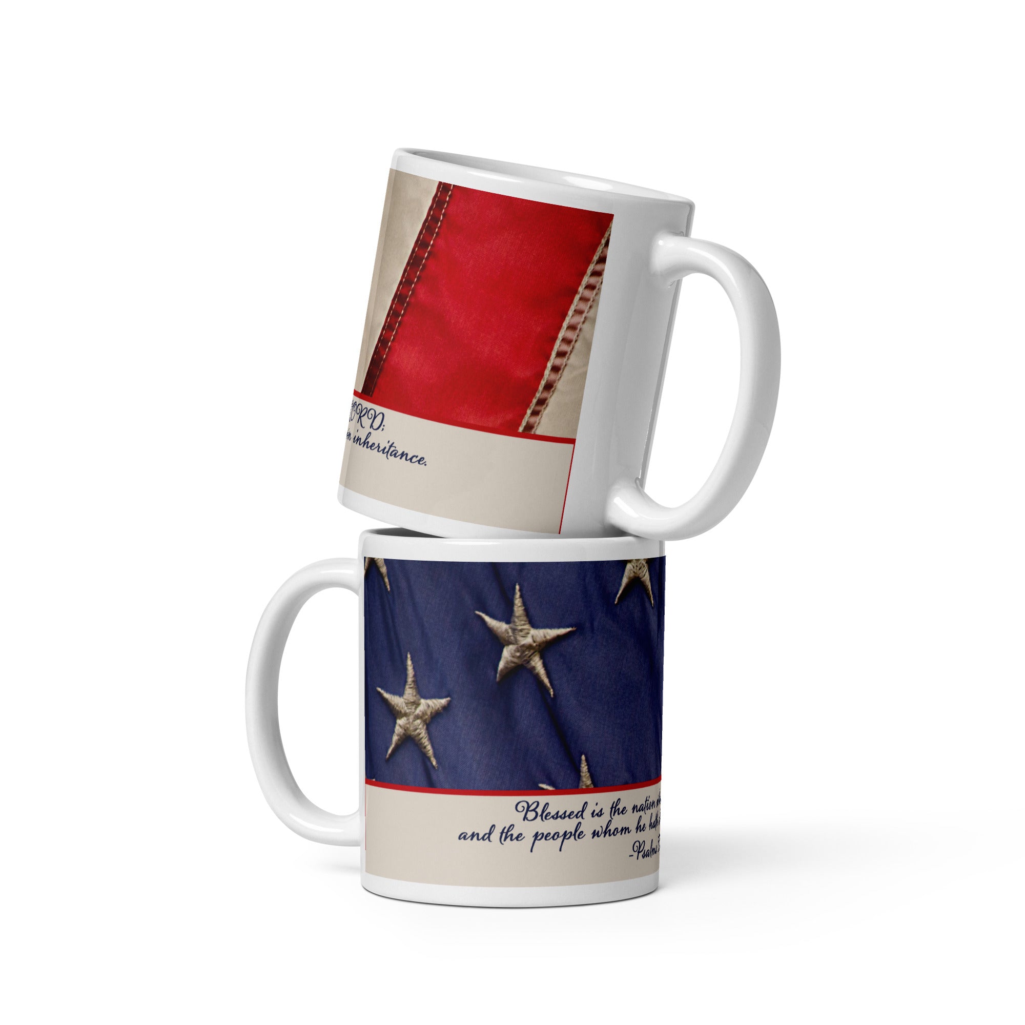 White Glossy Mug - Psalms 33:12 image 4
