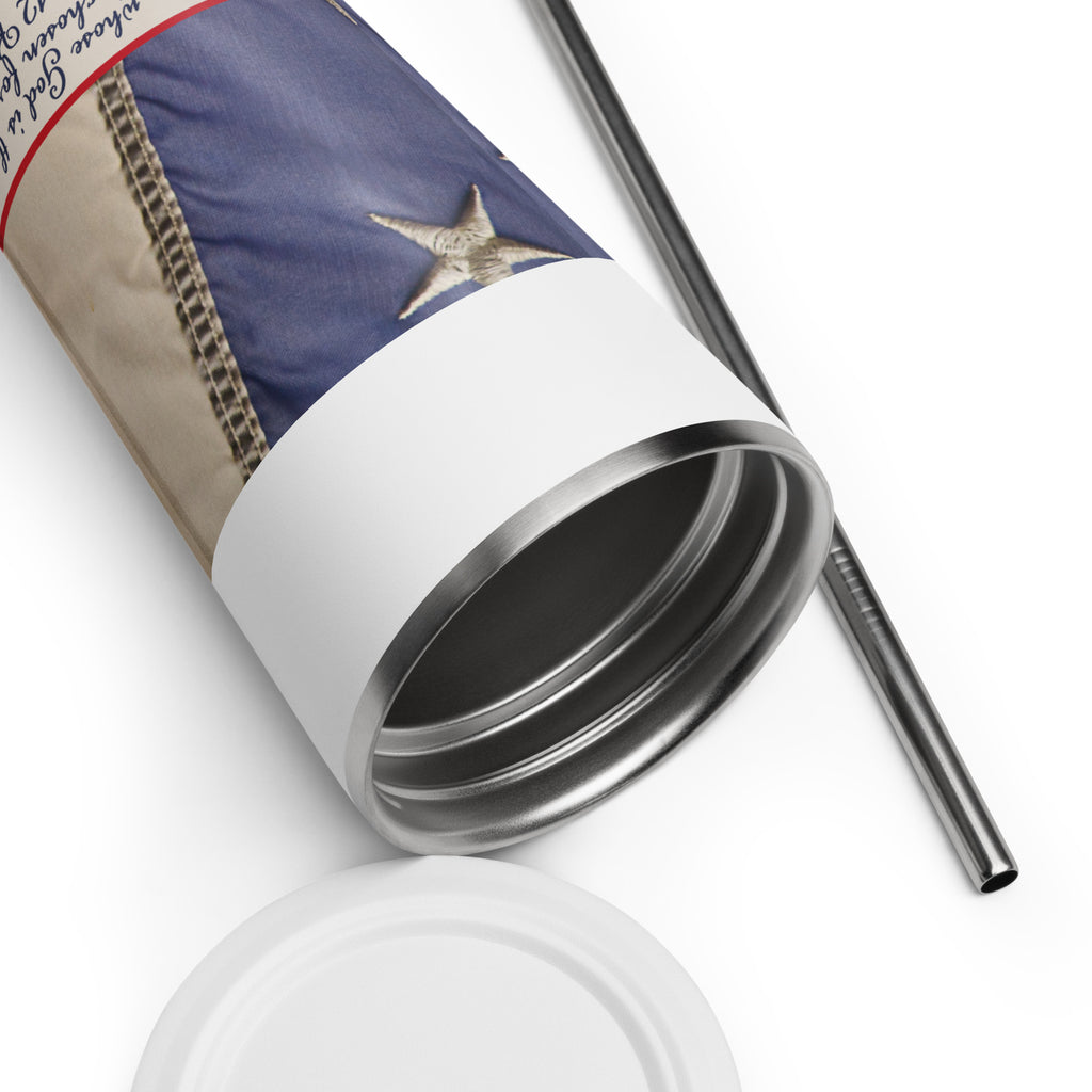 Insulated Tumbler with a Straw - Psalms 33:12 image 5