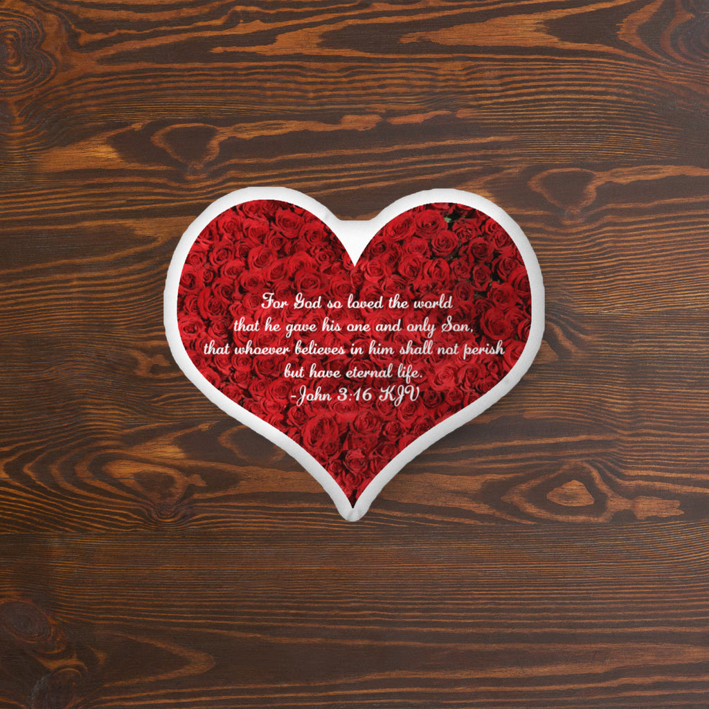 Heart-Shaped Pillow - John 3:16 - 16×16 image