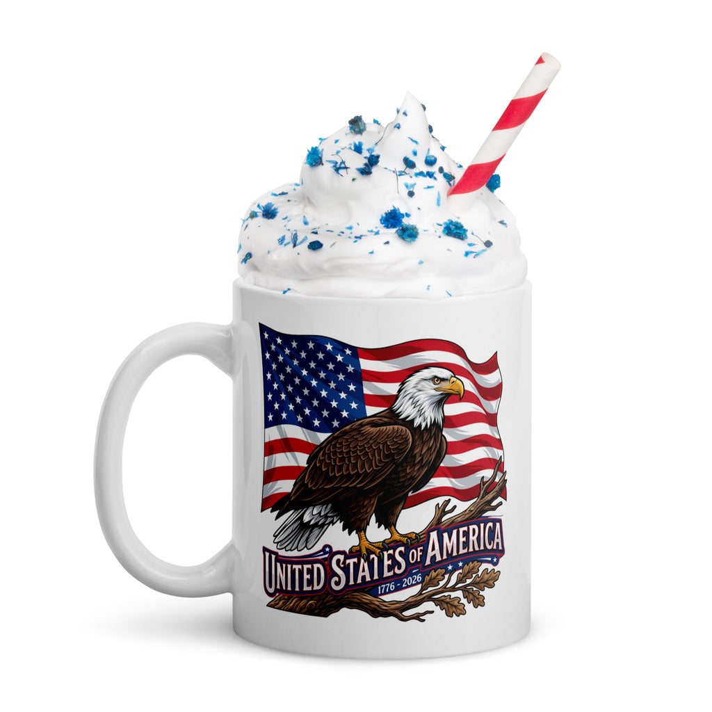White Glossy Mug - USA 250 Eagle