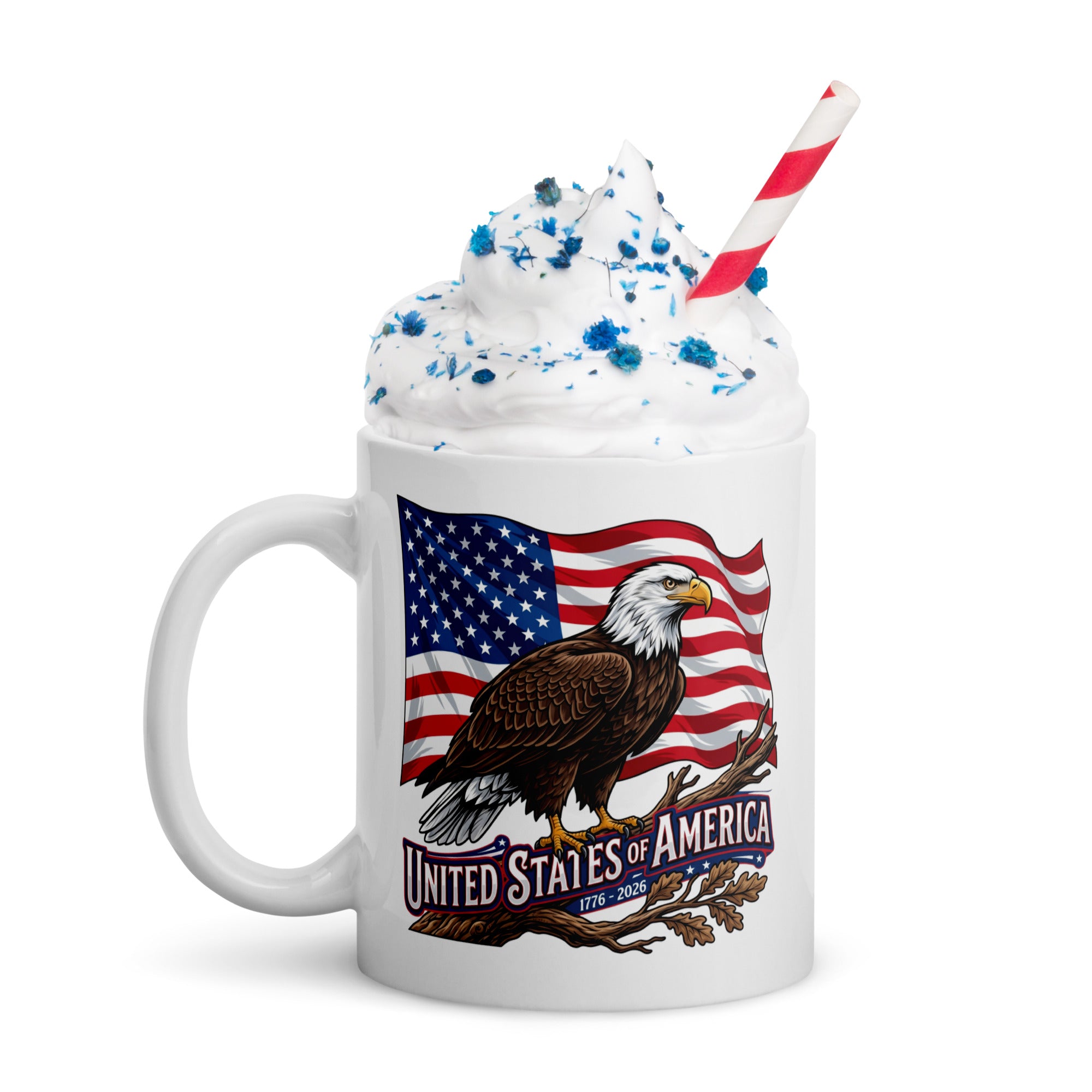 White Glossy Mug - USA 250 Eagle