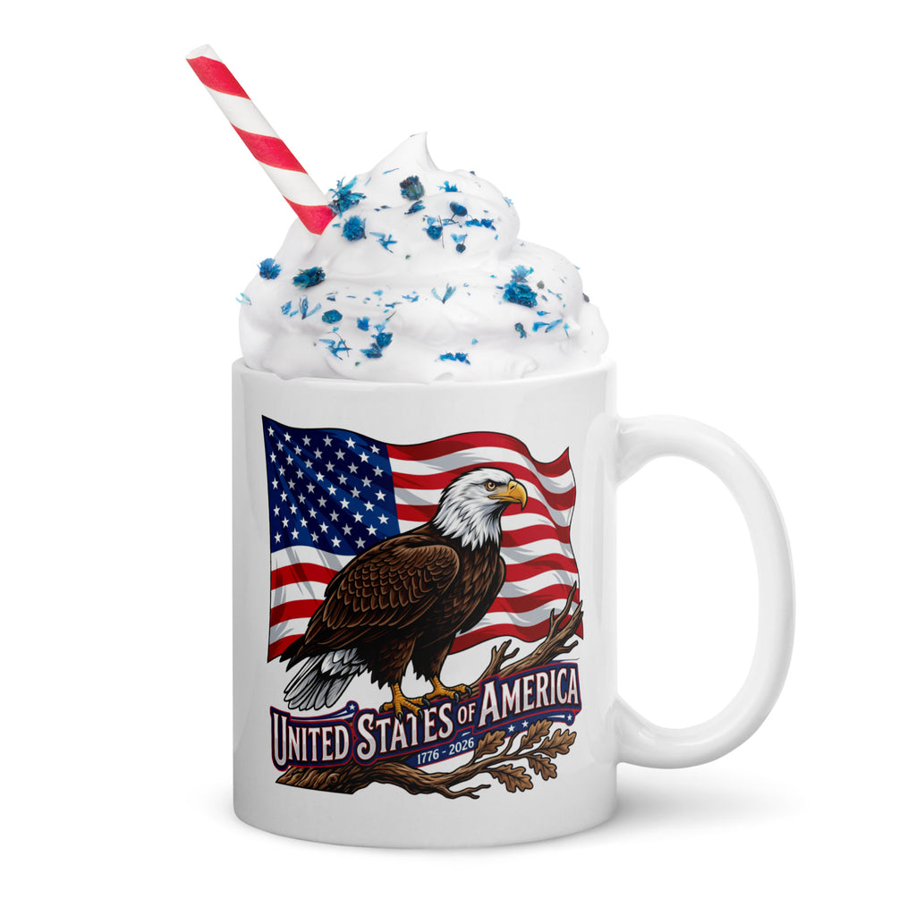 White Glossy Mug - USA 250 Eagle
