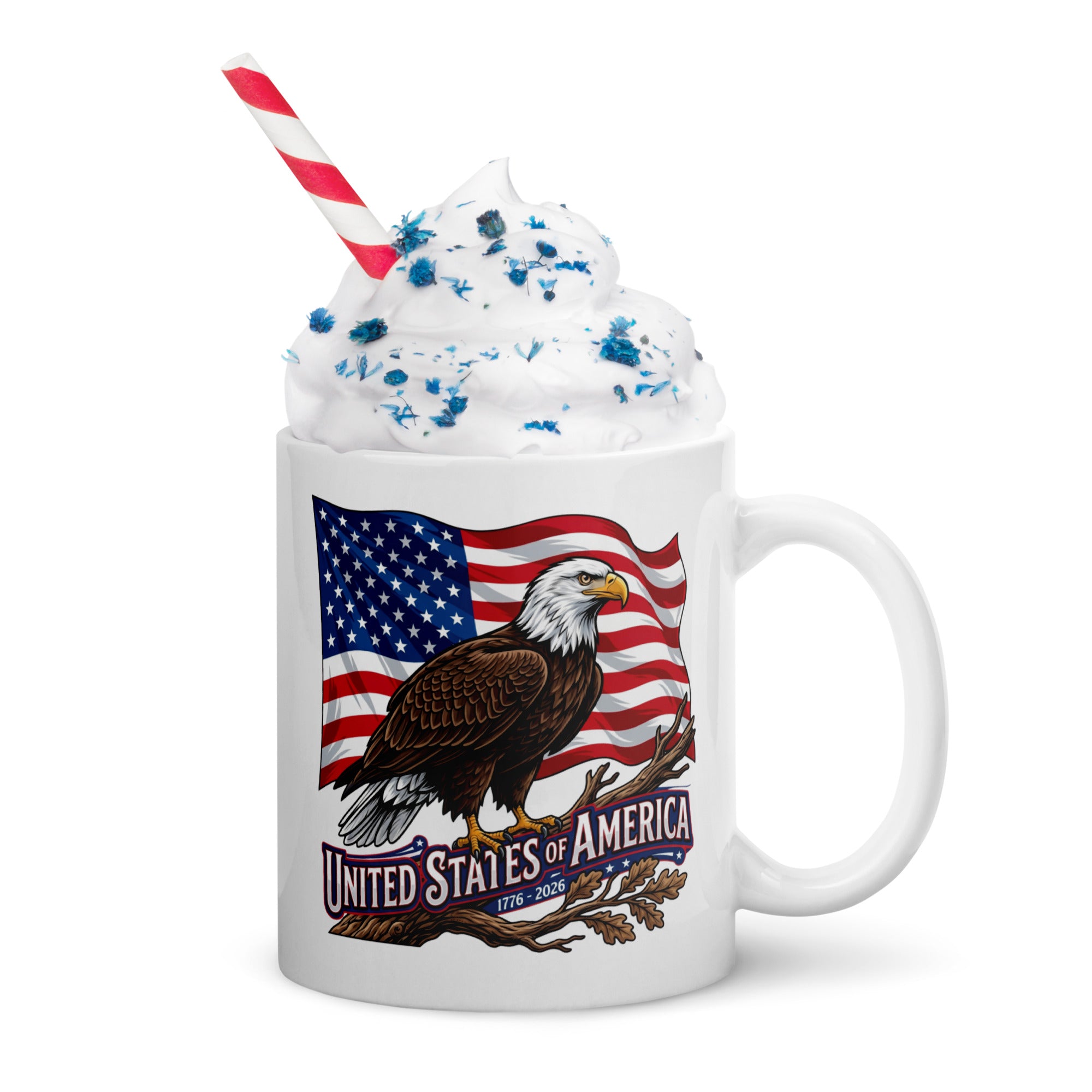 White Glossy Mug - USA 250 Eagle