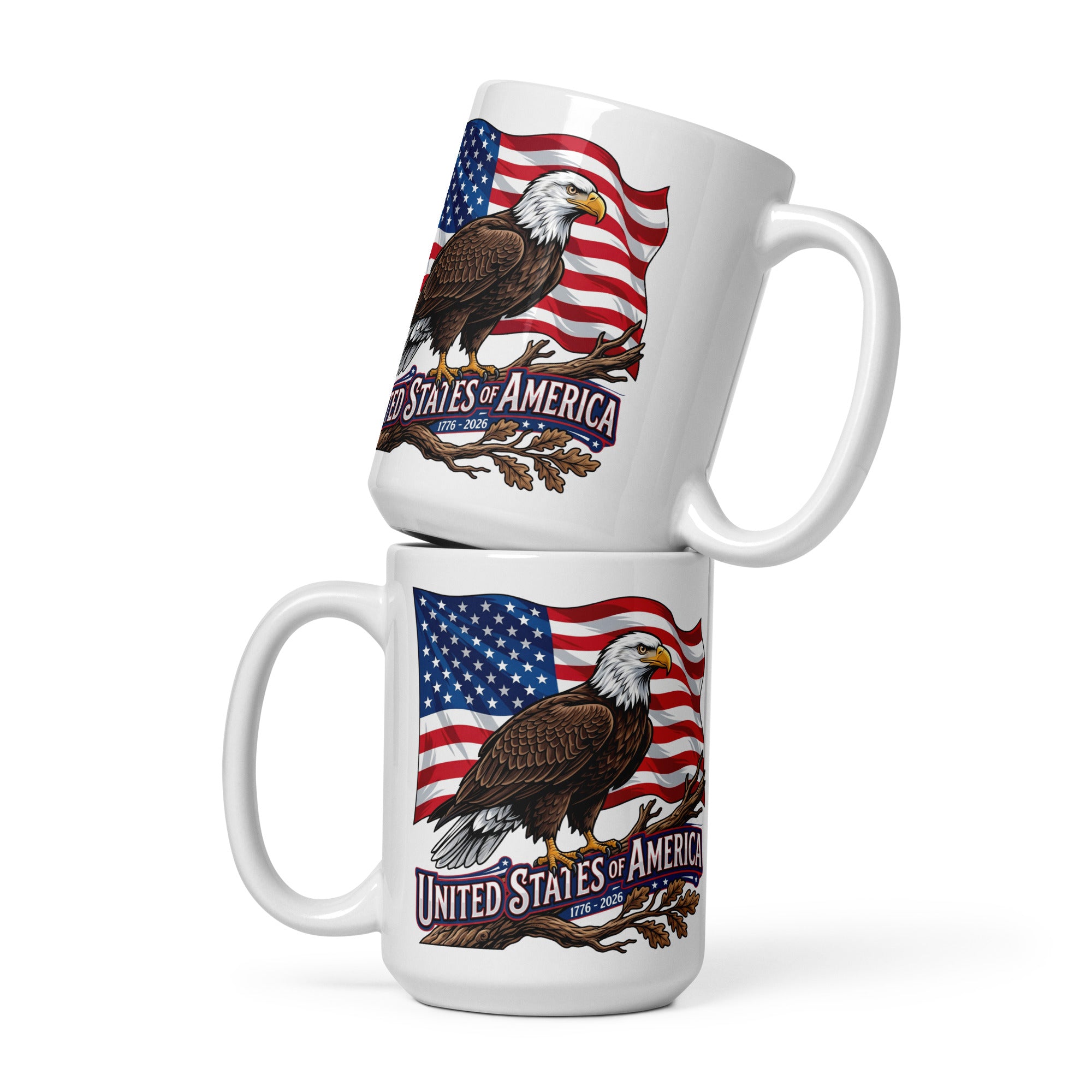 White Glossy Mug - USA 250 Eagle