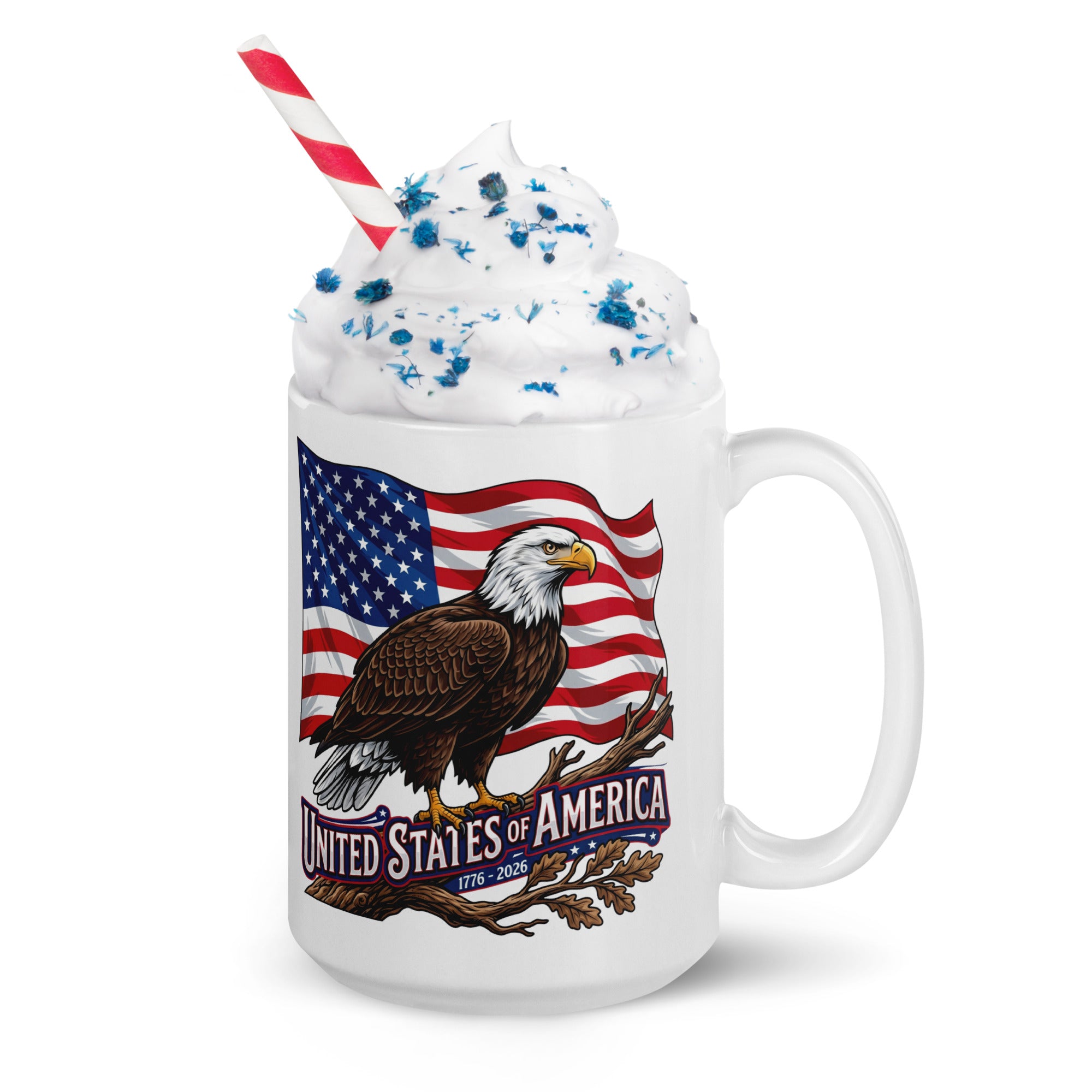 White Glossy Mug - USA 250 Eagle